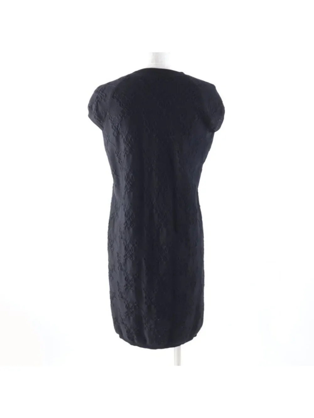 Hermes Cashmere Silk Blend Crew Neck French Sleeve Dress Black 34 - Picture 3 of 9